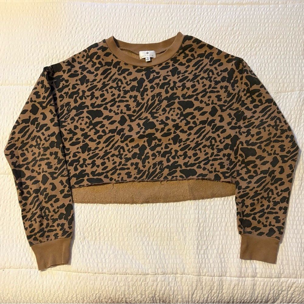 Leopard Print Cropped Sweatshirt